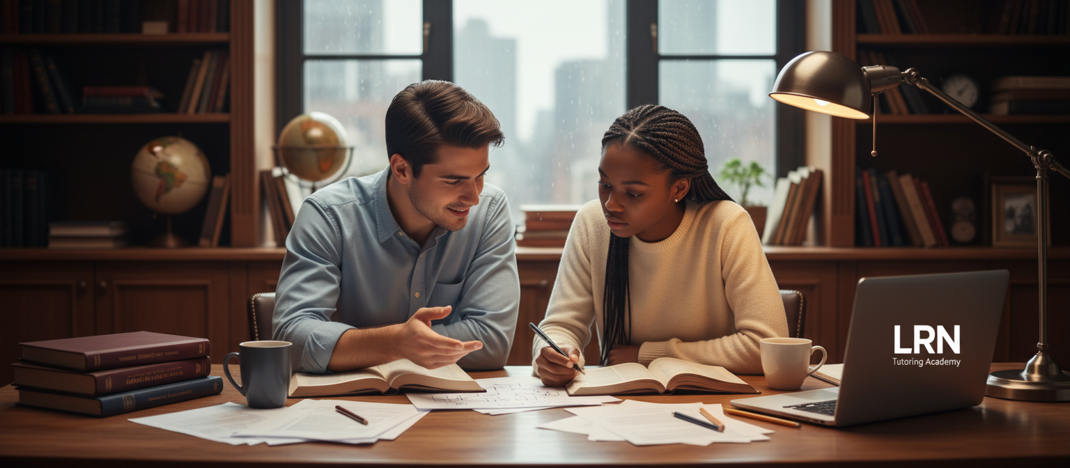 Student and tutor engaged in focused one-on-one tutoring session