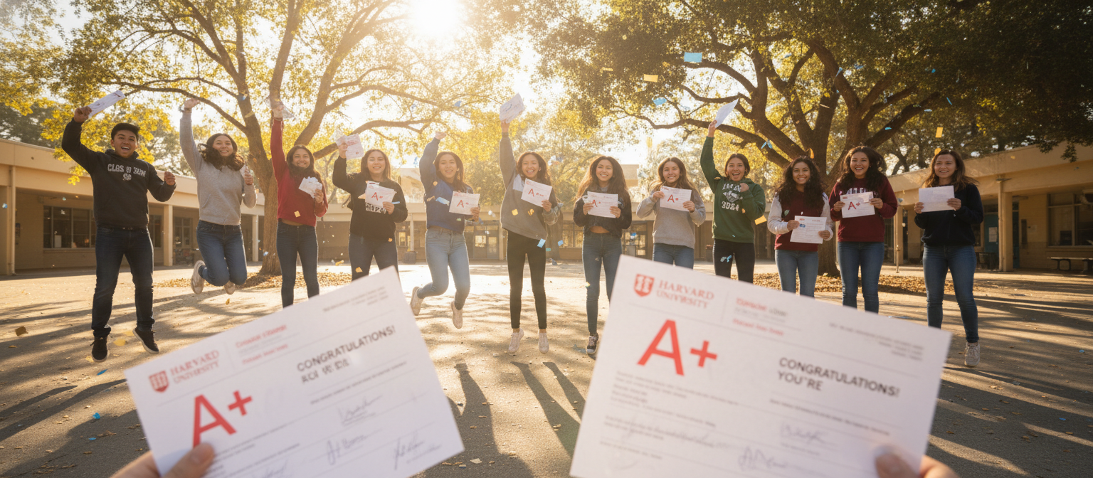 Happy students celebrating academic success